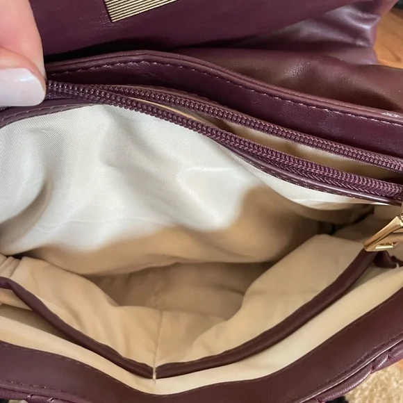 I.N.C International Concepts Soft Ajae Quilted Shoulder Bag Prune Maroon - Picture 10 of 10